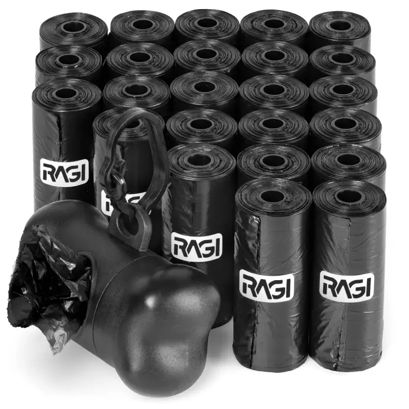 480 Black Dog Poop Bags with Dispenser