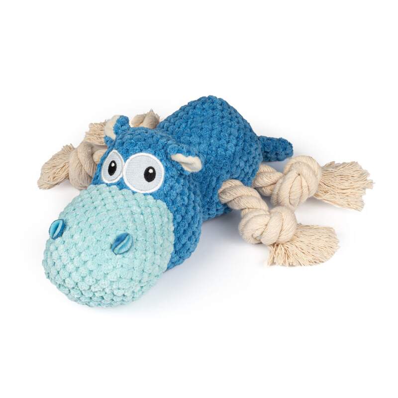 Blue Hippo Squeaky Plush Dog Toy