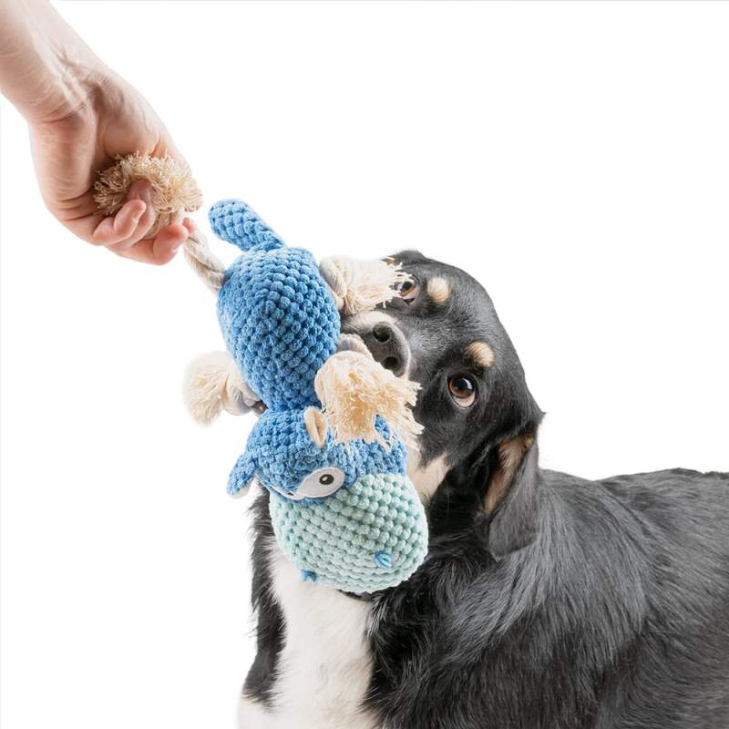 Blue Hippo Squeaky Plush Dog Toy - Image 2