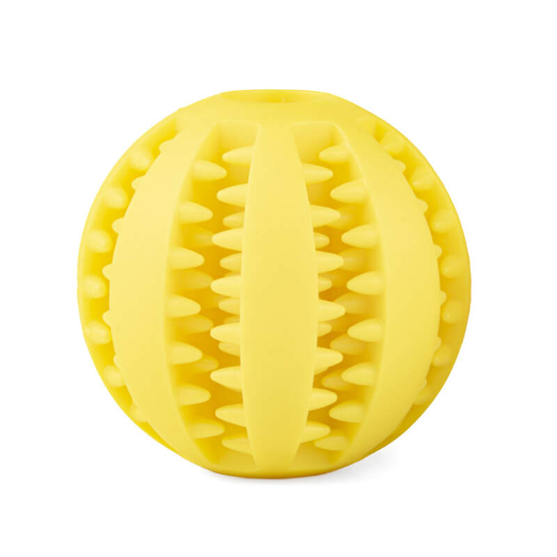 Dental Ball for Dogs with Treats Dispenser Chew Toy Yellow - Image 2