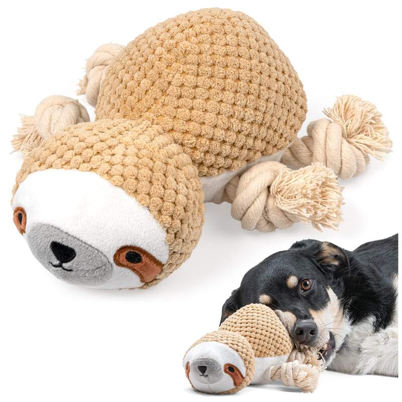 Cotton Sloth Plush Squeaky Dog Toy
