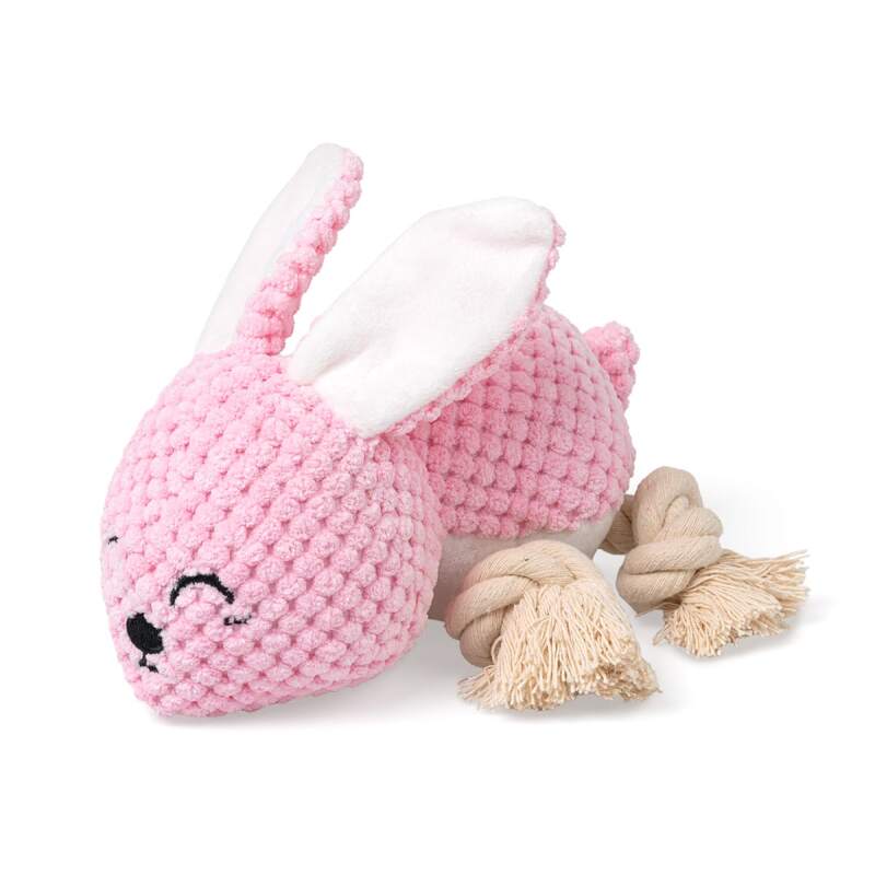 Pink Rabbit Squeaky Plush Dog Toy