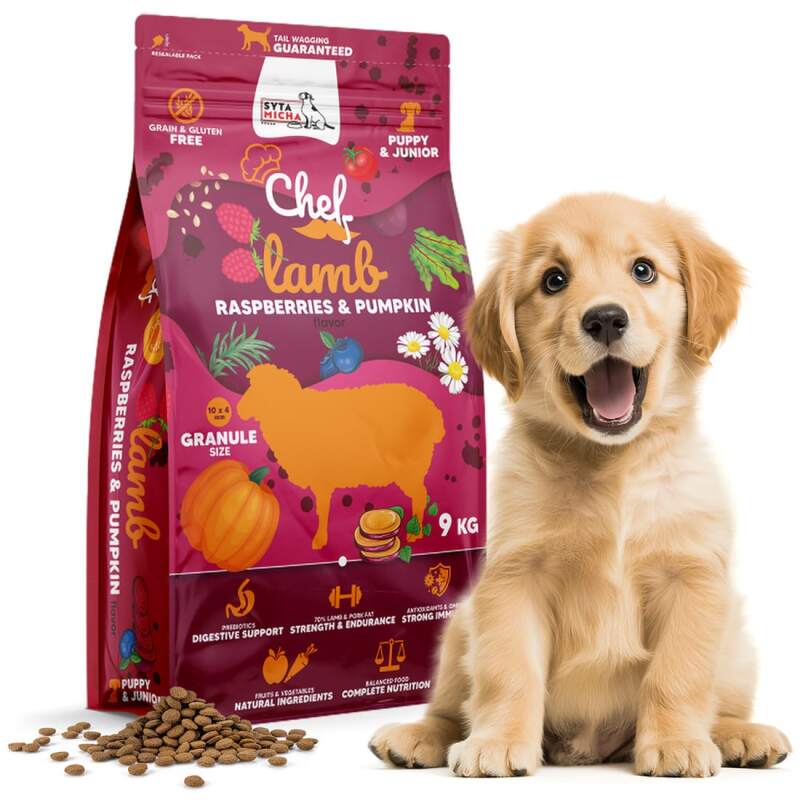 Puppy & Junior Dry Food with Lamb, Raspberry and Pumpkin, 9 kg