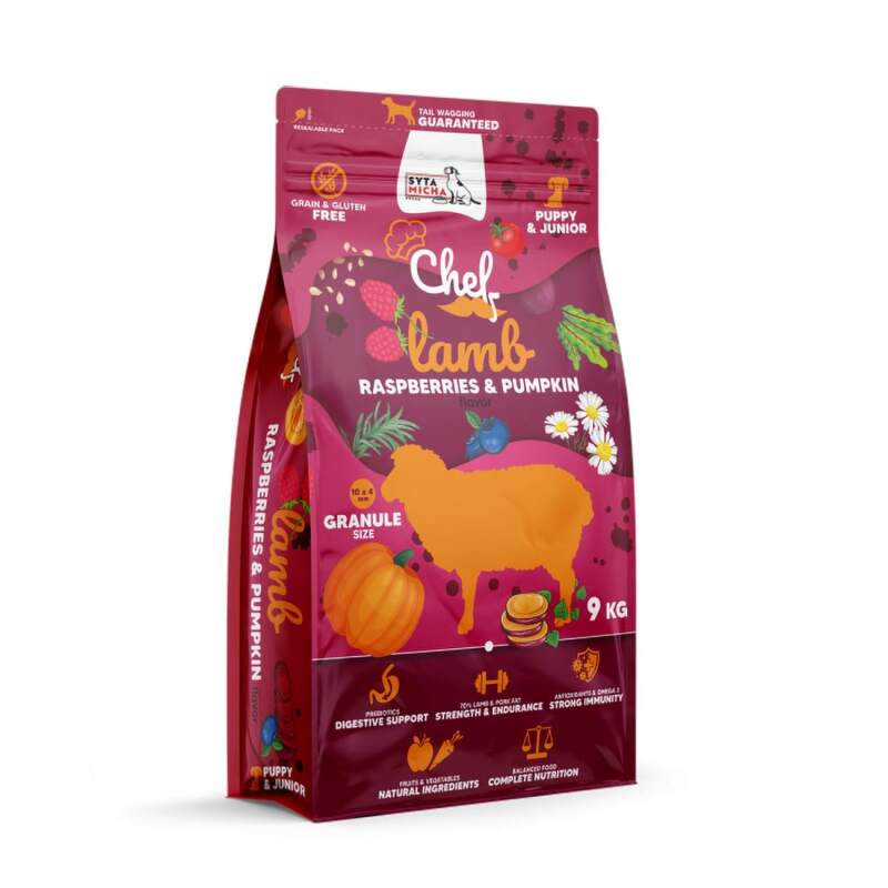 Puppy & Junior Dry Food with Lamb, Raspberry and Pumpkin, 9 kg - Image 2