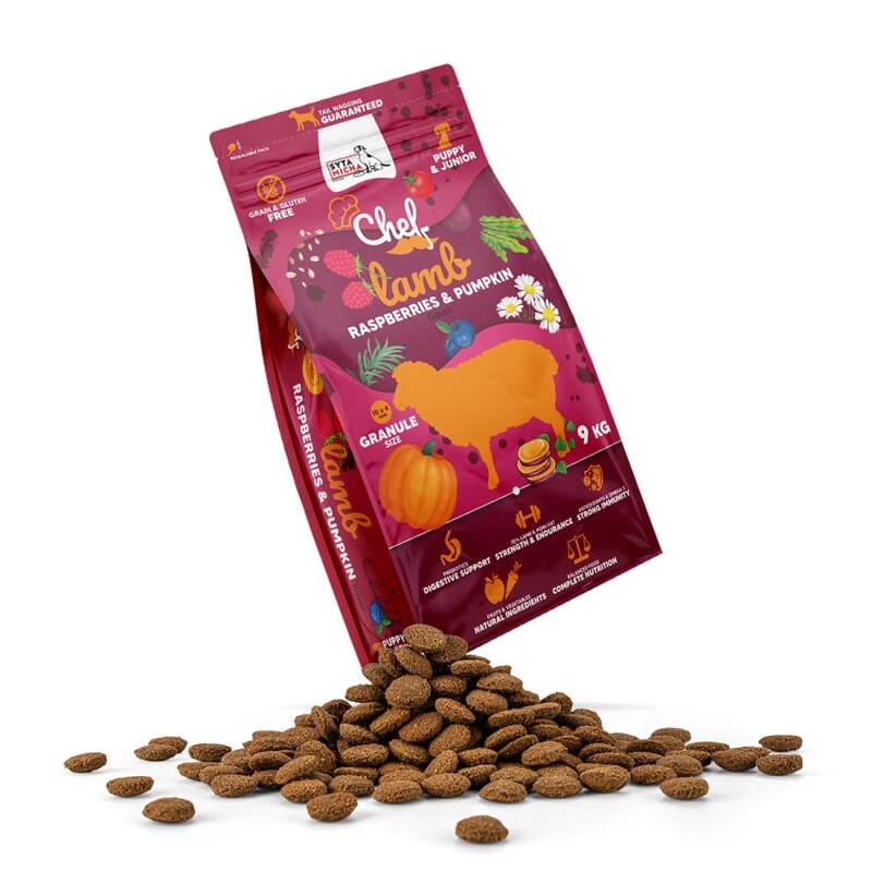 Puppy & Junior Dry Food with Lamb, Raspberry and Pumpkin, 9 kg - Image 4