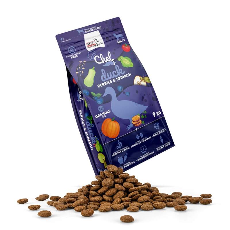 Duck Dry Dog Food with Blueberry and Spinach, 9 kg - Image 4