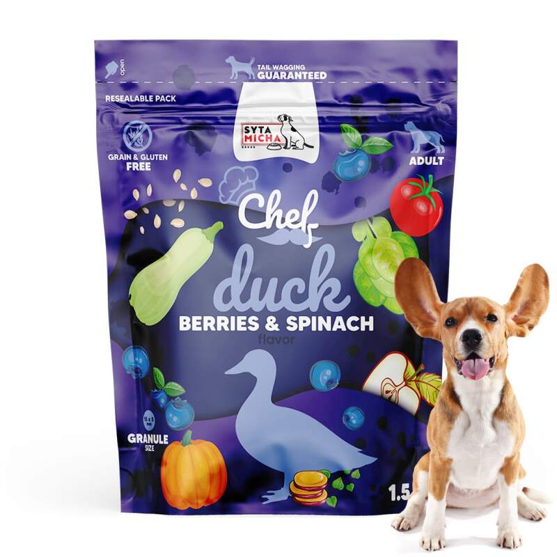 Grain-Free Duck Dry Dog Food with Blueberry & Spinach (1.5kg)
