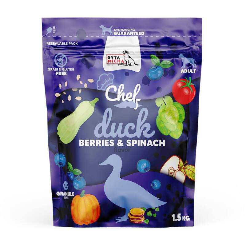 Grain-Free Duck Dry Dog Food with Blueberry & Spinach (1.5kg) - Image 2