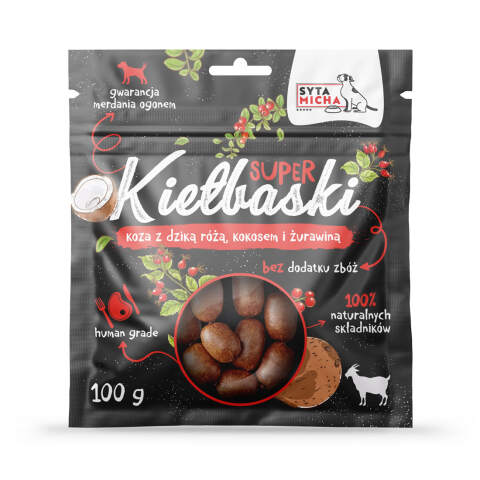 Alternative view of Natural Goat Sausage Dog Treats with Rosehip