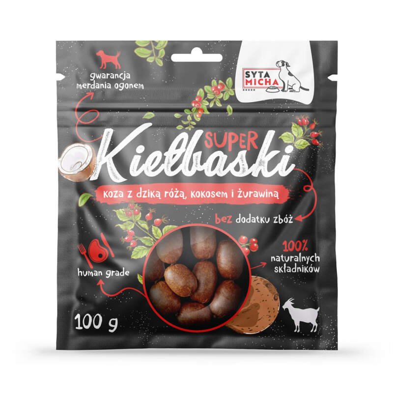 Natural Goat Sausage Dog Treats with Rosehip - Image 2