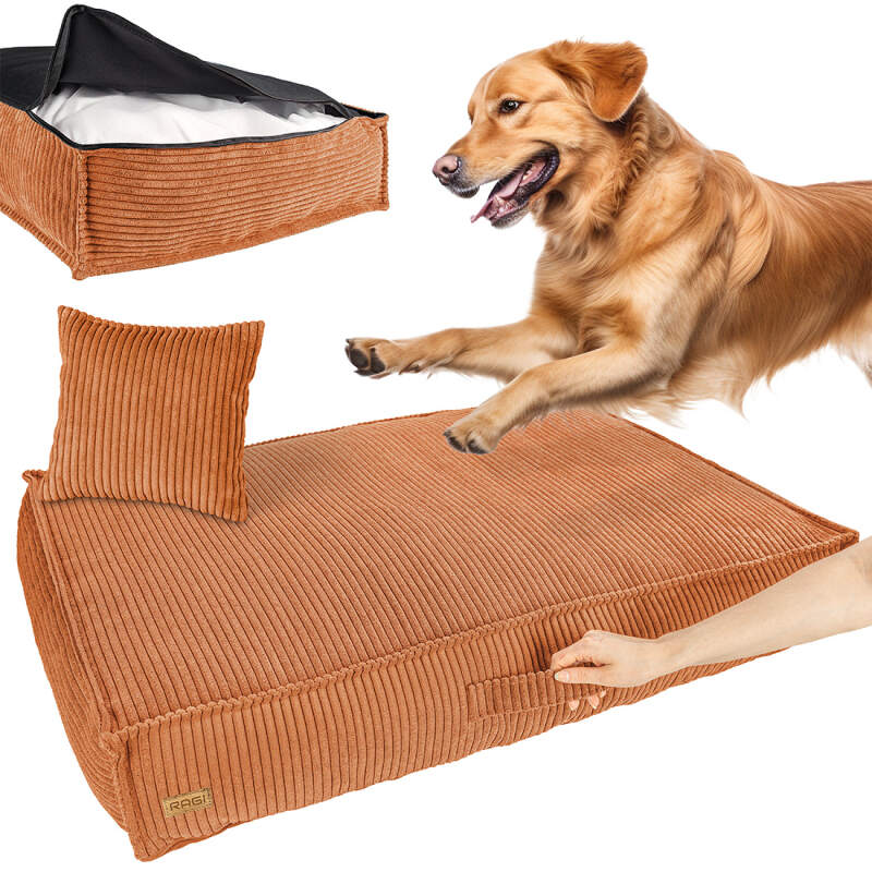 XL Rust Corduroy Dog Bed