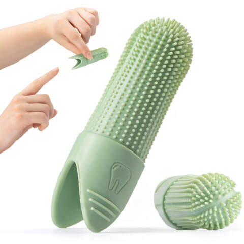 Silicone Finger Toothbrush for Dogs and Cats (Green)