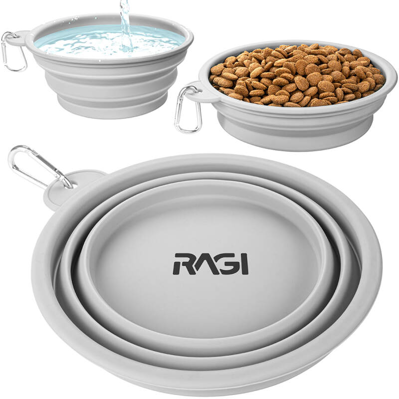 Collapsible Silicone Dog Travel Bowl 1L (Gray)