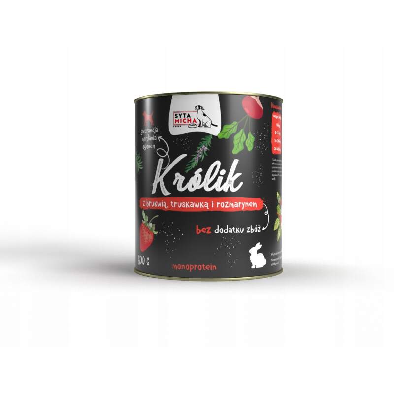 Syta Micha Rabbit, Swede, Strawberry & Rosemary Wet Dog Food 800g