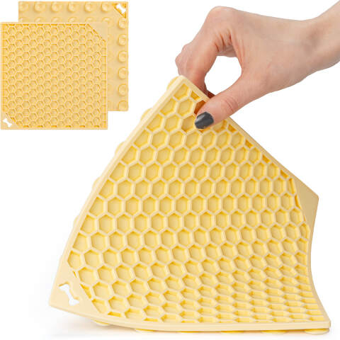 Yellow Honeycomb Lick Mat for Dogs & Cats (20x20cm)