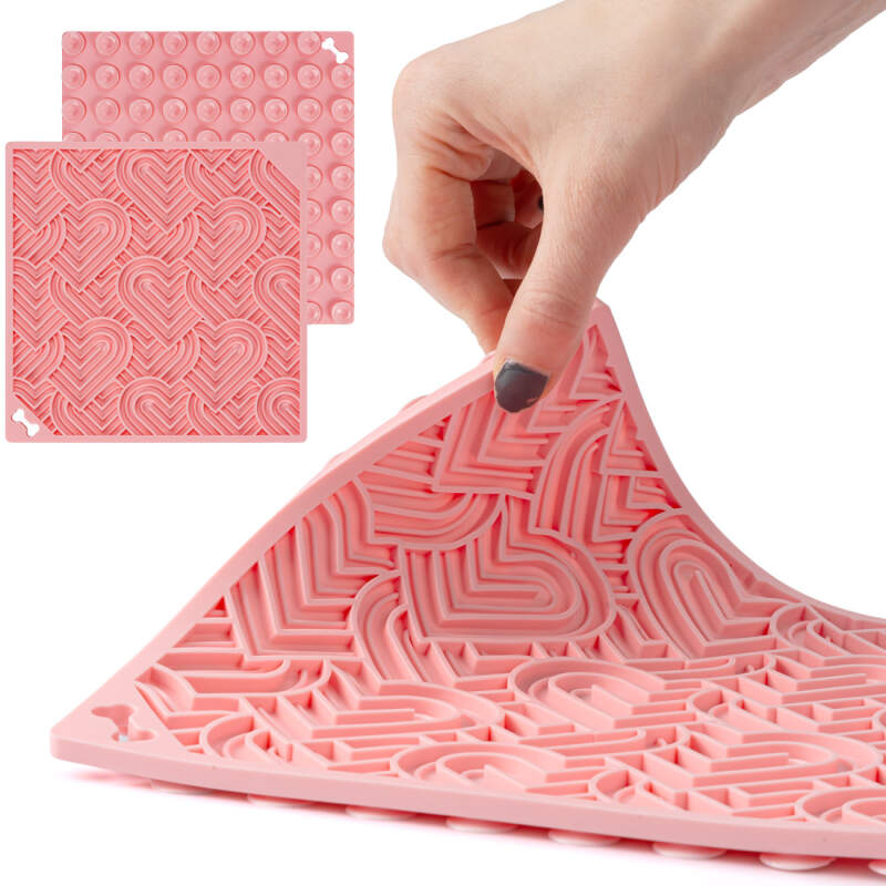 Pink Heart Lick Mat for Dogs & Cats (20x20cm)