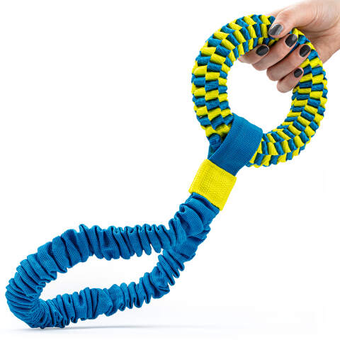 Heavy-Duty Bungee Dog Tug Toy – Ring with Handle, 43x15 cm