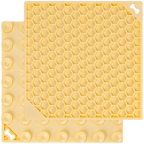 Alternative view of Yellow Honeycomb Lick Mat for Dogs & Cats (20x20cm)