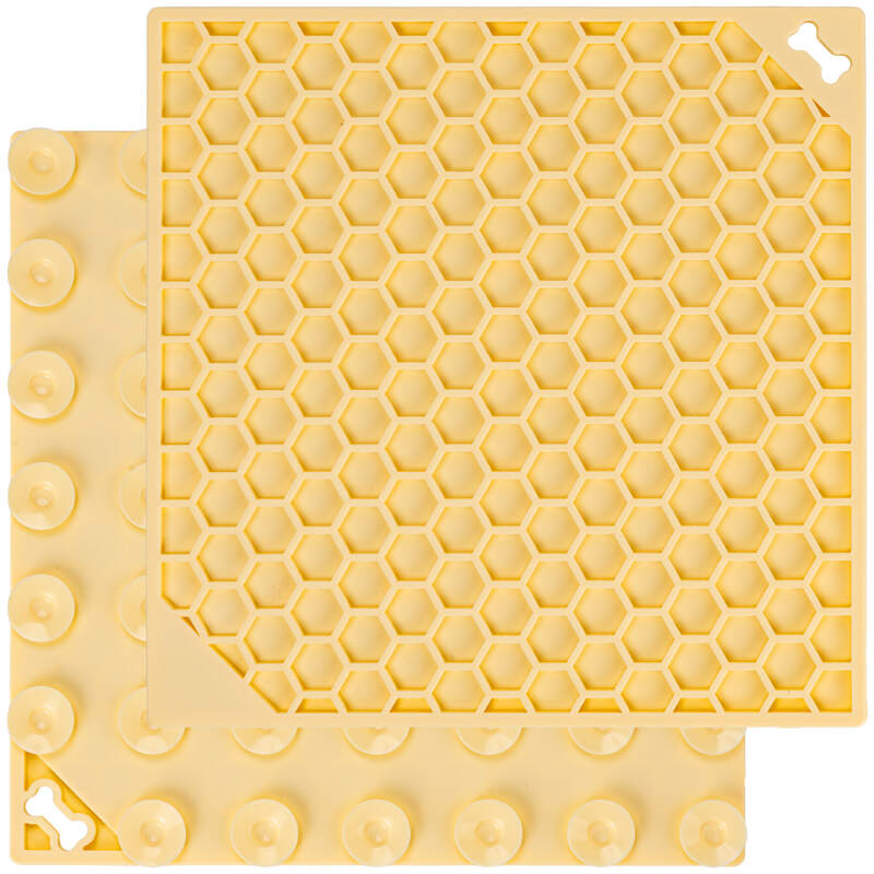 Yellow Honeycomb Lick Mat for Dogs & Cats (20x20cm) - Image 2