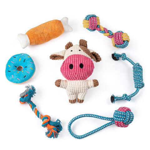 7-Piece Plush Dog Toy Set – Soft & Durable