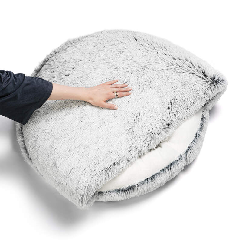 Shaggy Cave Dog Bed 80 cm (2-in-1 Burrow) - Image 2