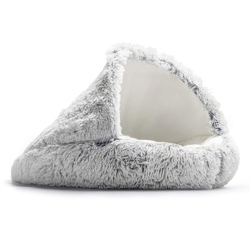 Shaggy Cave Dog Bed 80 cm (2-in-1 Burrow) - Image 3