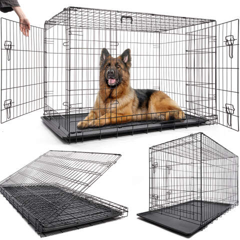 XXL Folding Metal Dog Crate 120x75x81 cm