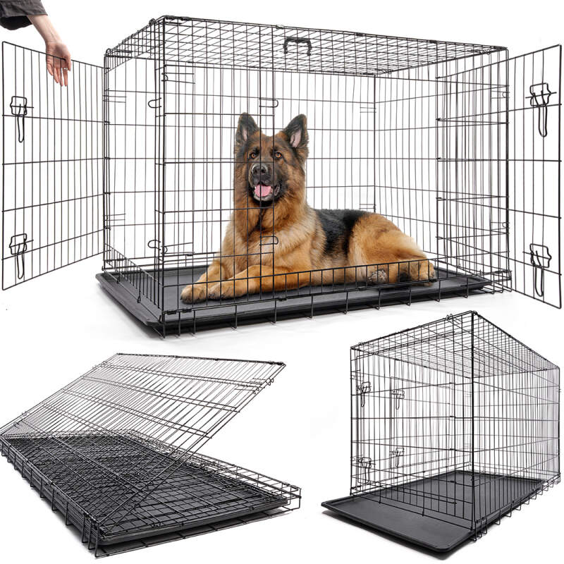 XXL Folding Metal Dog Crate 120x75x81 cm